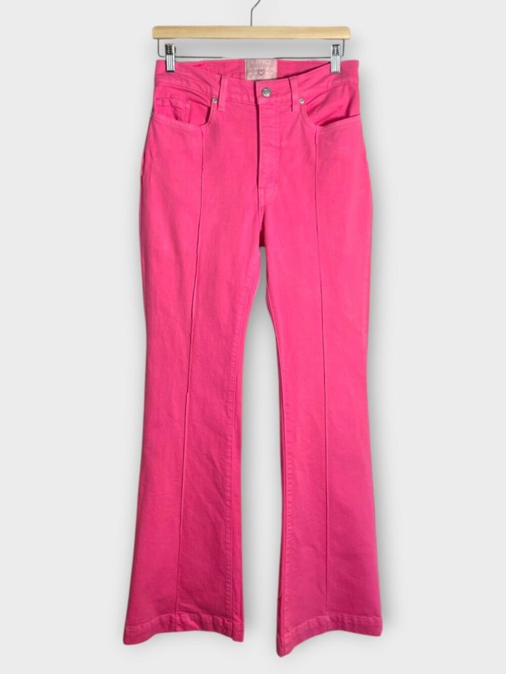 REVICE Flare Star High-Rise Stretch Denim Jeans Women's 30 Pink *Small Flaw*